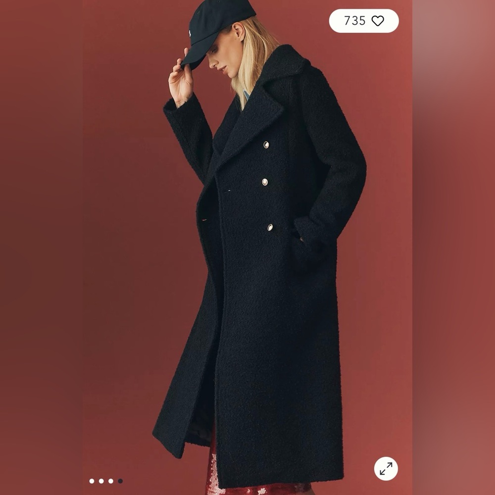 Anthropologie Maeve Wool Blend Double Breasted Coat